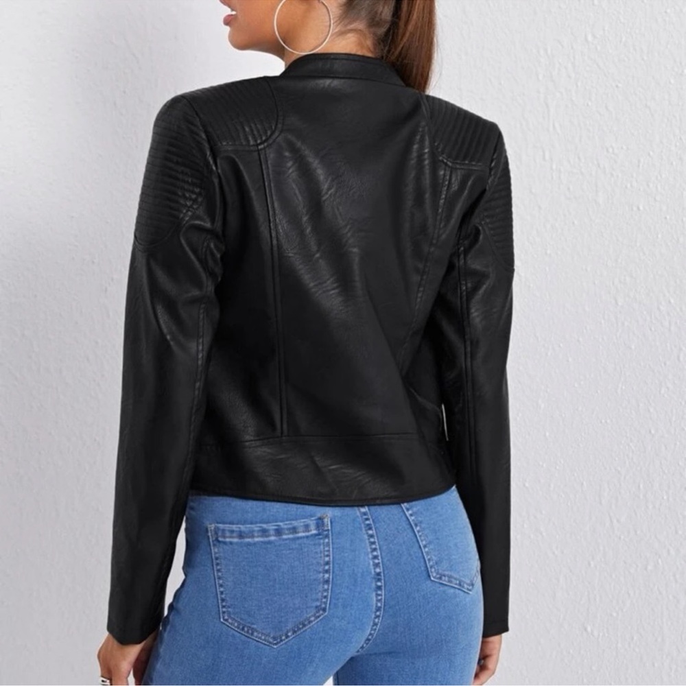 XL 🔅 Vegan Leather Minimalist Moto Jacket black - Picture 3 of 3